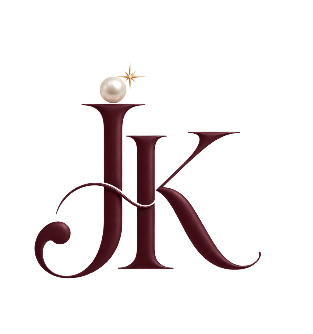 Jhilik monogram, intertwined J and K with a pearl